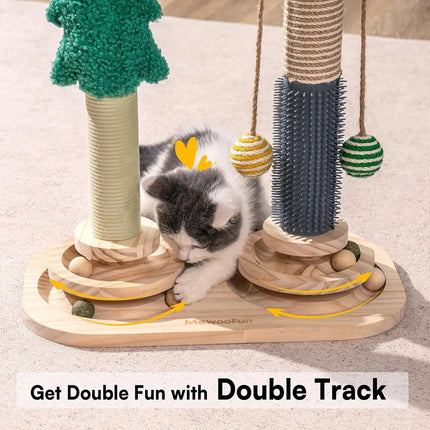 Multi-functional Cat Scratch Post with 3-Tier Track - Wnkrs