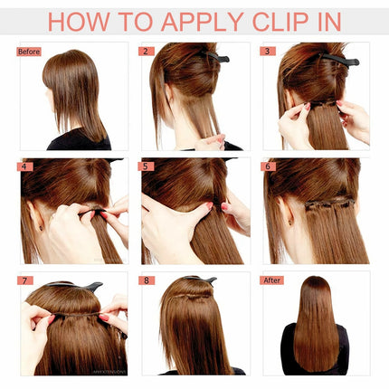 Extensions de cheveux longs ondulés à clipser