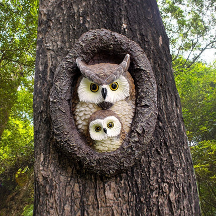 Ornement en résine à suspendre en forme de hibou mignon pour le jardin