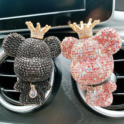 Cute Bear Car Air Vent Perfume Clip with Dazzling Rhinestone - Wnkrs