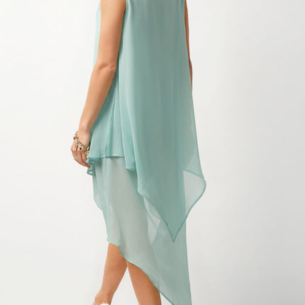 Sleeveless Solid Color Irregular Chiffon Dress