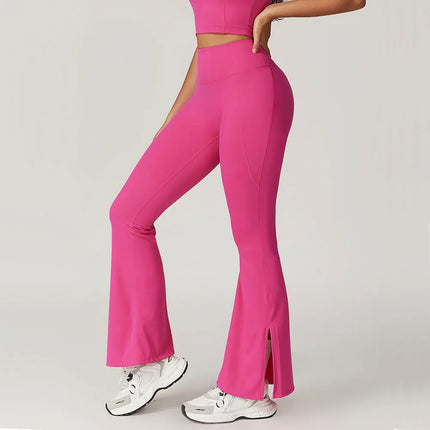 Pantalon de yoga évasé taille haute pour femme