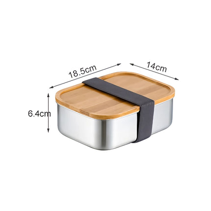 Eco-Friendly Stainless Steel Bento Box with Bamboo Lid