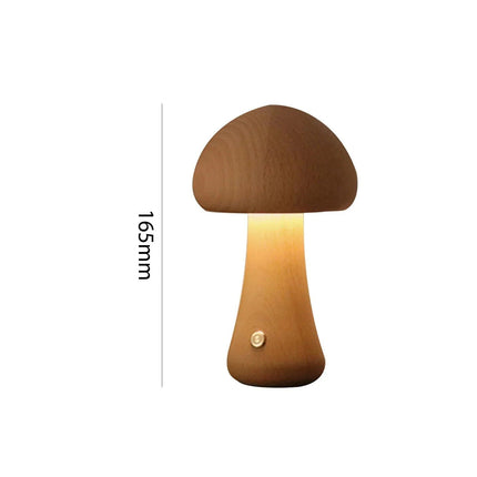 Charming Touch-Control LED Mushroom Night Light - Wooden Bedside Lamp with USB Charging - Wnkrs