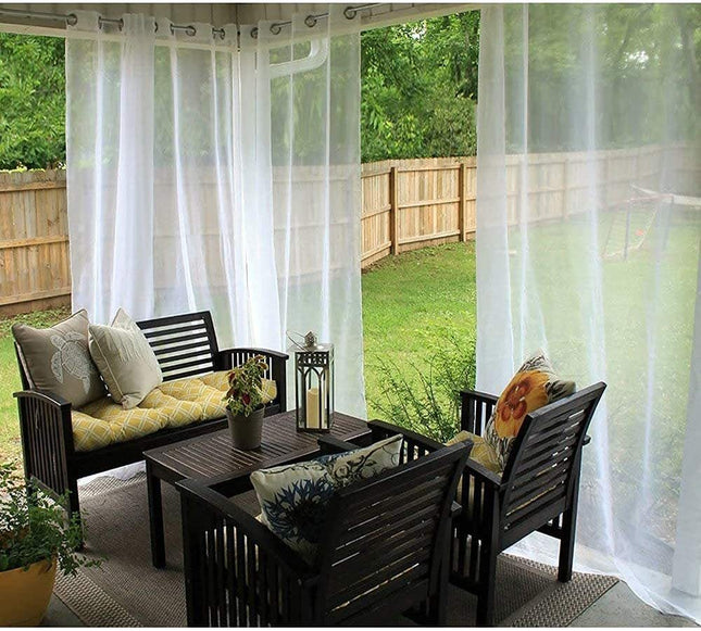 Outdoor Shading Door Curtain Waterproof Curtain Pavilion Balcony White Mesh Curtains Terrace Window Screen - Wnkrs