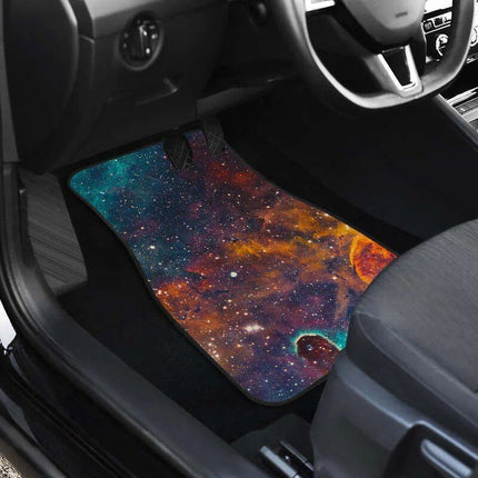 Galaxy Space Teal & Orange Car Floor Mats Set - Wnkrs