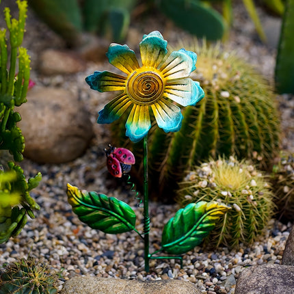 Escultura de jardín de flores de metal