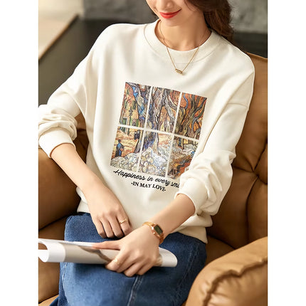 Graphic Print Long Sleeve Casual Pullover