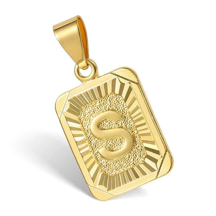 Collier Initial Plaqué Or avec Chaîne Gourmette Cubaine - Pendentif Lettre Personnalisé Unisexe