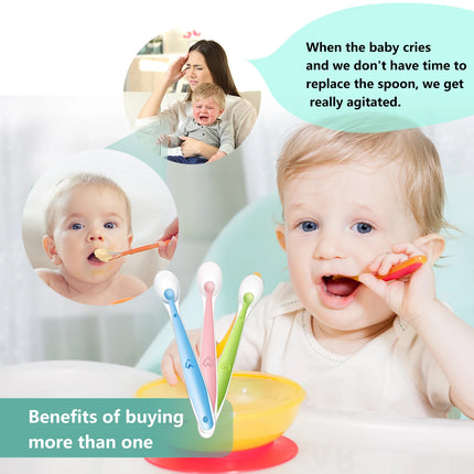 Baby Silicone Soft Spoon - Temperature Sensing Feeding Spoons for Infants & Kids