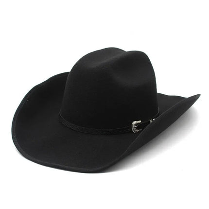 Chapeau de cowboy Fedora à bord roulé noir