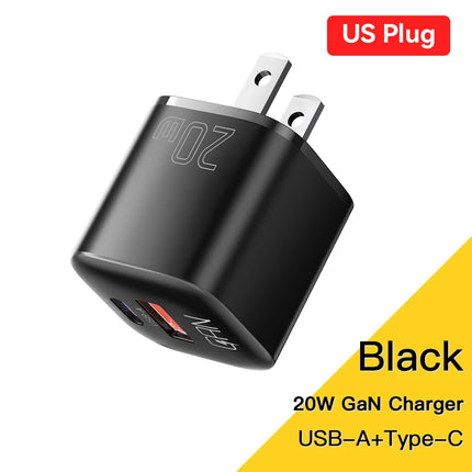 20W GaN USB-C PD Fast Charger with Dual Port QC 3.0