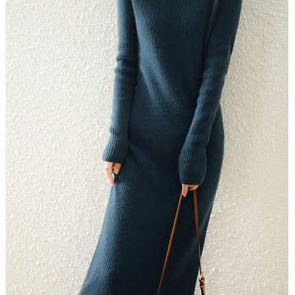 Cashmere Dress Slim-fit Sheath Long Knitted Wool Dress