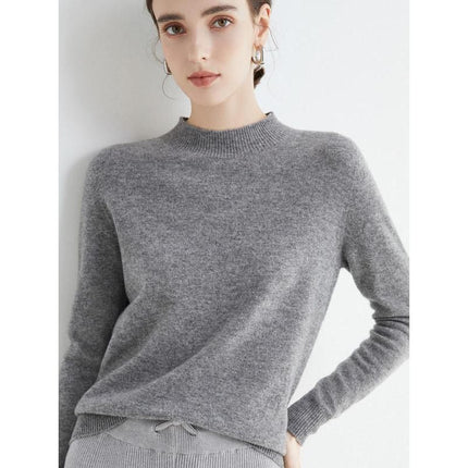 Jersey de cuello alto de lana merino de lujo para mujer