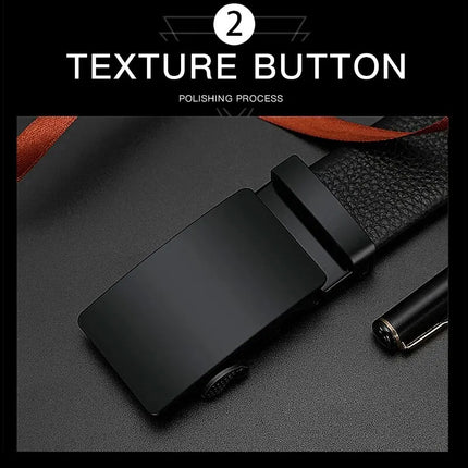 Ceinture en cuir pour homme de haute qualité avec boucle automatique en métal