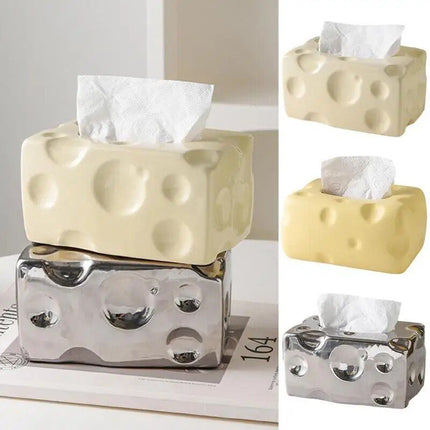 Cheese-Themed Ceramic Tissue Box - Cute and Practical Home Accessory - Wnkrs