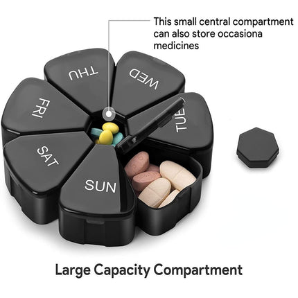 Pastillero de viaje compacto de 7 compartimentos