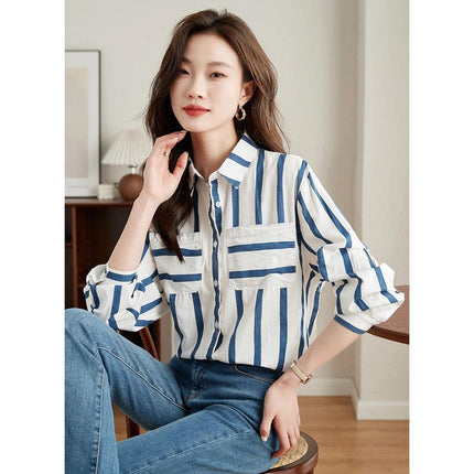 Women's Striped Chiffon Blouse