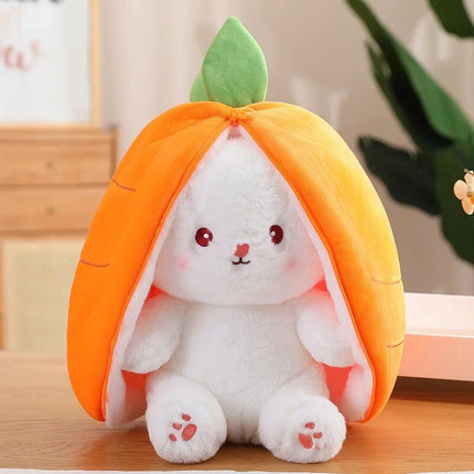 Charming Strawberry Carrot Rabbit Plush Toy - Transformable Fruit to Bunny Stuffed Doll - Wnkrs