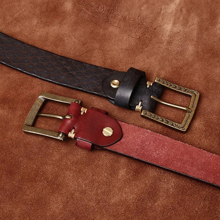 Ceinture en cuir de vachette italien pur de 3,8 cm d'épaisseur