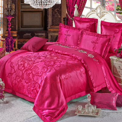 Ice Silk Jacquard European Luxury High-end Linen And Cotton Bedding Set - Wnkrs