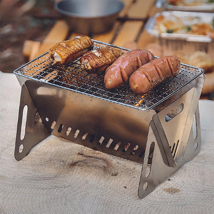 Compact Stainless Steel Portable Folding BBQ Grill for Camping and Outdoor Cooking