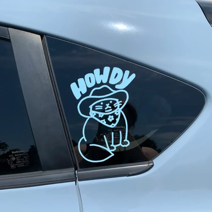 Howdy Cat Cartoon Vinyl Decal - Wnkrs