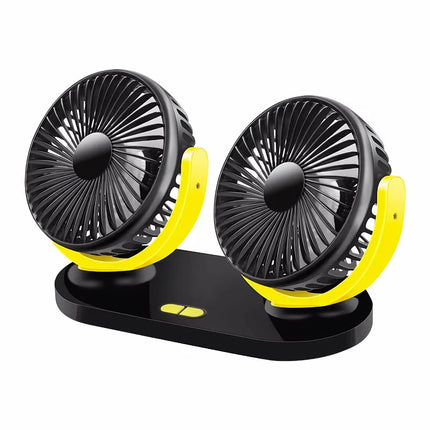 Ventilador de coche de doble cabezal de 12/24 V: ventilador de refrigeración USB ajustable de 3 velocidades para automóvil