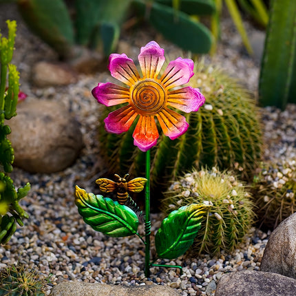 Escultura de jardín de flores de metal