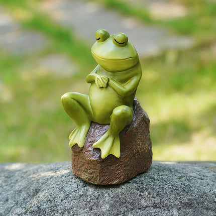 Charmante figurine de grenouille pensante en résine