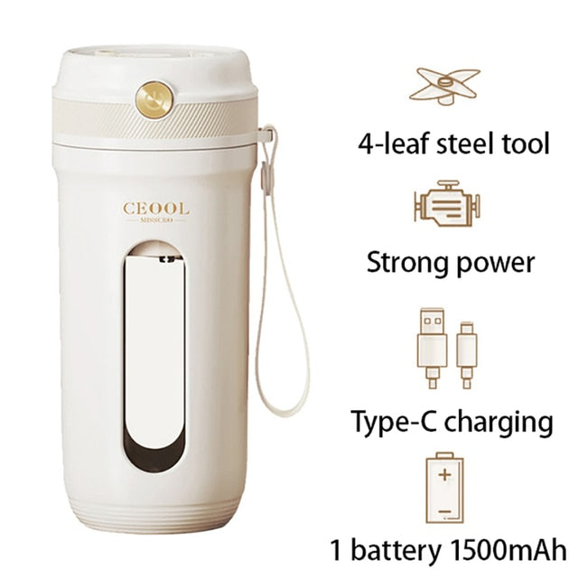 Exprimidor portátil para batidos con 10 cuchillas y recargable por USB