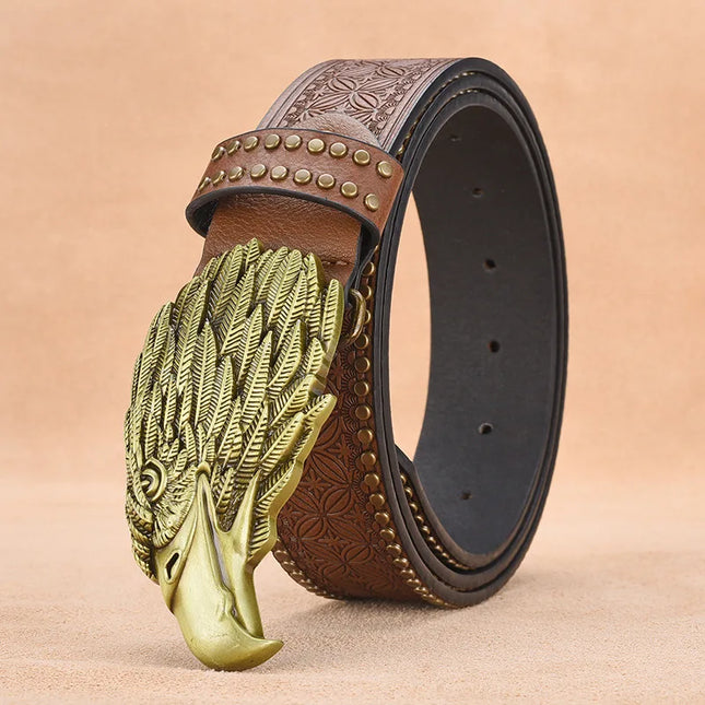 Vintage Western Embossed Leather Belt for Men