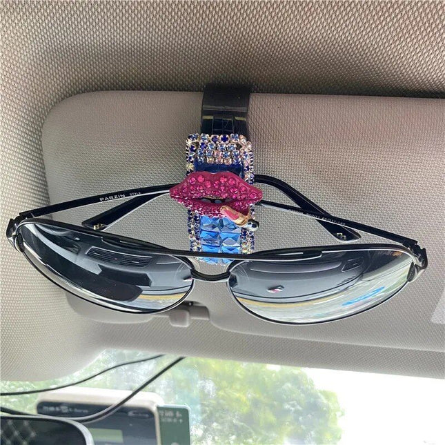 Luxe Rhinestone Car Visor Sunglasses Holder - Wnkrs