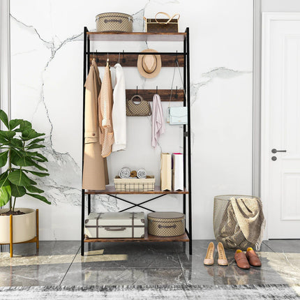 Chic Heavy-Duty Metal Clothes Rack with Shelves and Hooks - Wnkrs