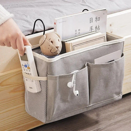 Multi-Purpose Bedside Storage Organizer: Canvas Hanging Pocket for Bedroom Essentials - Wnkrs