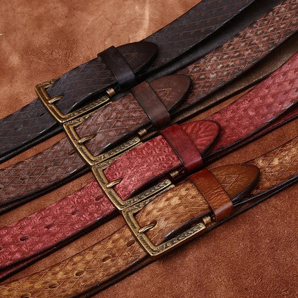 Ceinture en cuir de vachette italien pur de 3,8 cm d'épaisseur