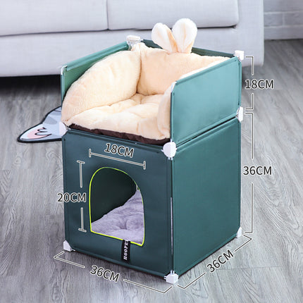 Cama extraíble de lujo para mascotas y caseta doble para gatos