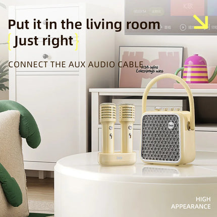 Enceinte Bluetooth portable avec deux microphones de karaoké