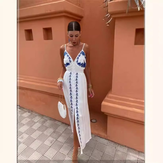 Robe à enfiler brodée pour femme