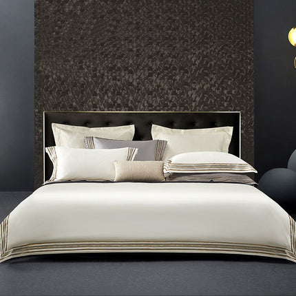 Light Luxury Solid 140 Thread Count Embroidery Solid Four Piece Bedding Set - Wnkrs