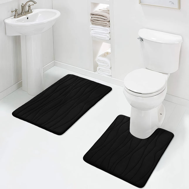 Ensemble de tapis de salle de bain en mousse à mémoire de forme - 2 pièces, coussinets de douche absorbants antidérapants