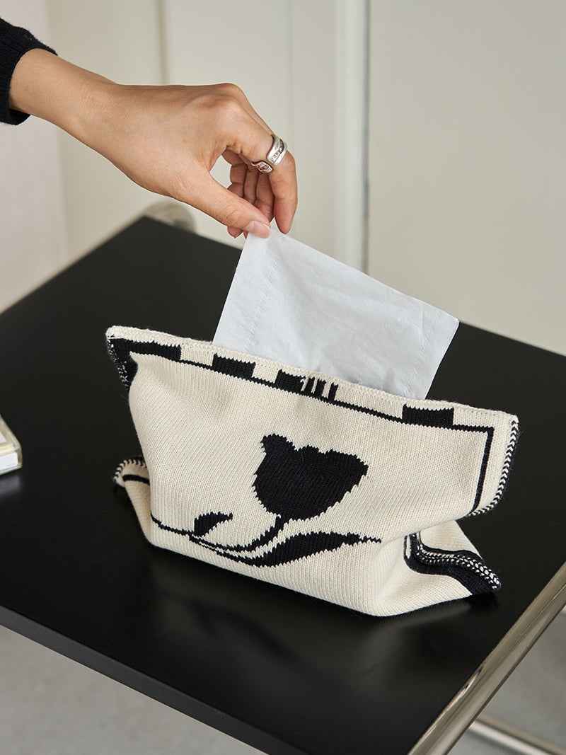 Vintage Tulip Living Room Organizer Knitted Tissue Bag