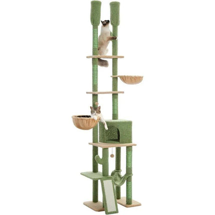 Cactus Floor-to-Ceiling Cat Tower 7-Tier Adjustable Activity Center - Wnkrs