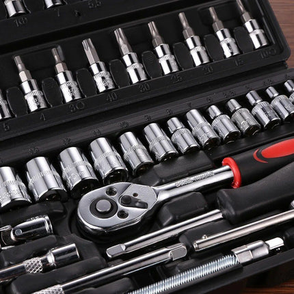 Professional 46-Piece Socket Wrench Set – Versatile Tool Kit for Car and Home Repair - Wnkrs