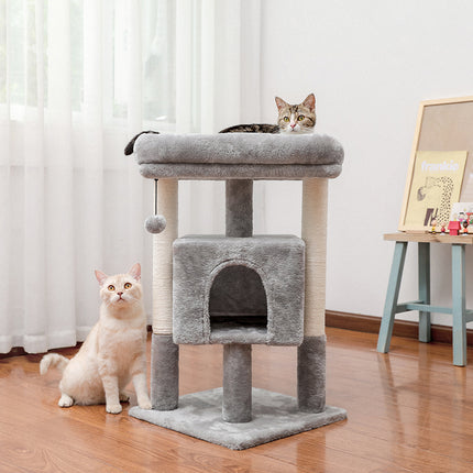 Torre de árbol para gatos grande con percha, hamaca y poste rascador