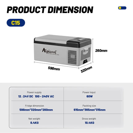Mini frigorífico congelador C15 para coche y viajes con compresor