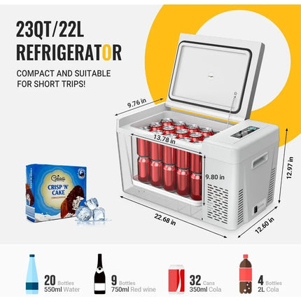 Réfrigérateur-congélateur portable pour voiture de 23 litres et 12 V