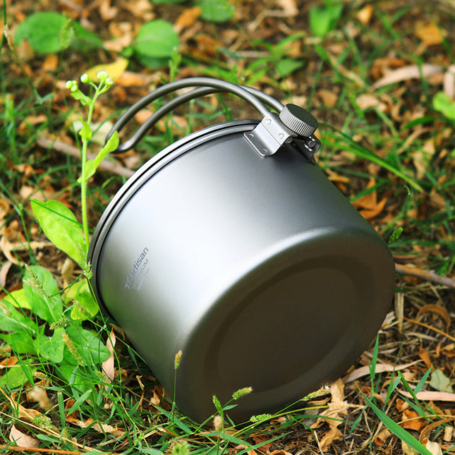 Casserole de camping en titane de 1,1 L avec sac de rangement