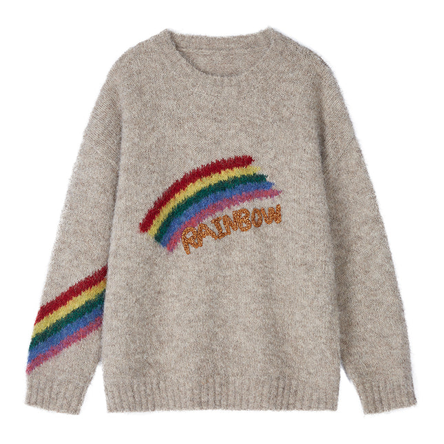 Pull ample arc-en-ciel coloré pour femme