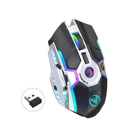 Souris de jeu sans fil T30 2,4 G, rétroéclairage RVB à 7 boutons, 2400 DPI, rechargeable